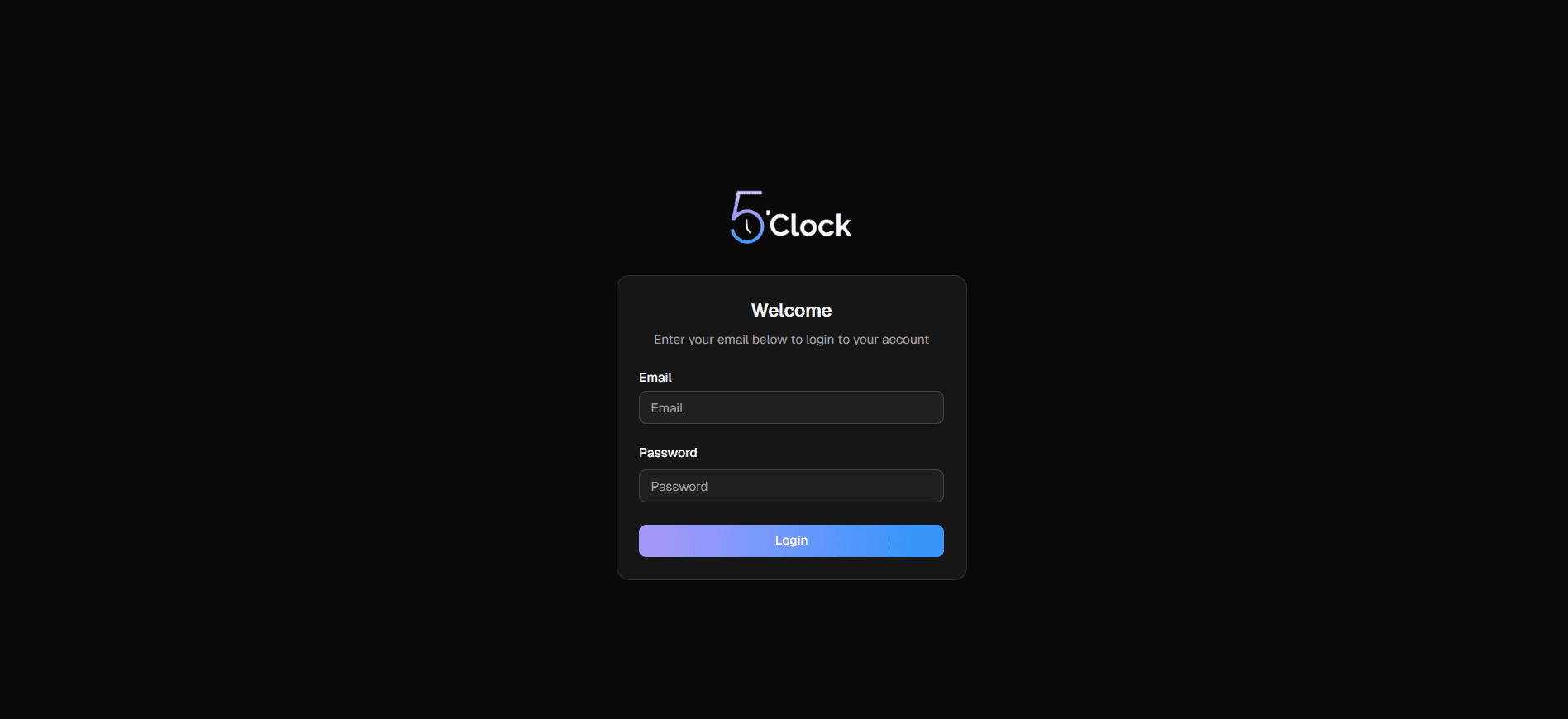 Admin Panel for 5 O'Clock